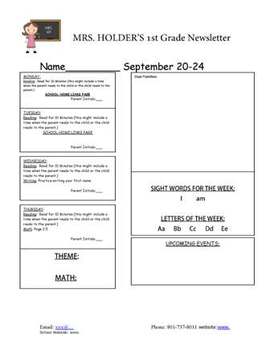 Free Weekly Newsletter Templates For Teachers