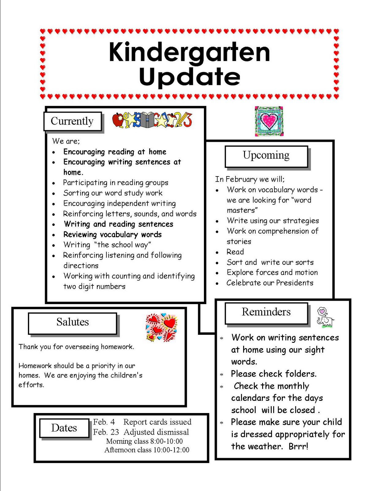 Kindergarten Newsletter Examples