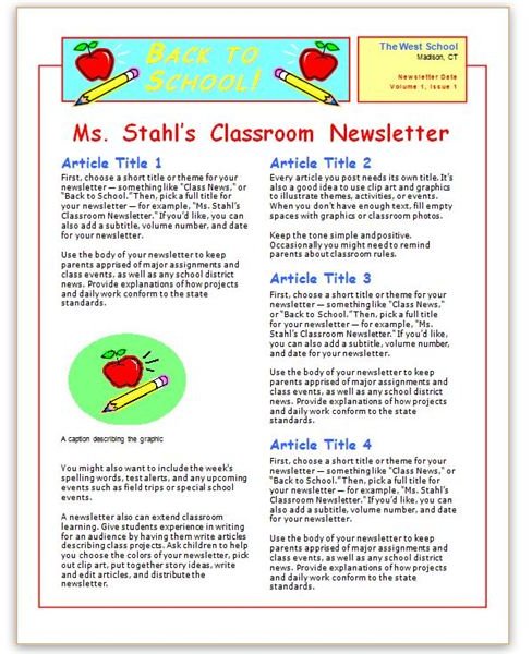 Newsletter Templates For School