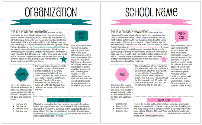 Newsletter Templates For School