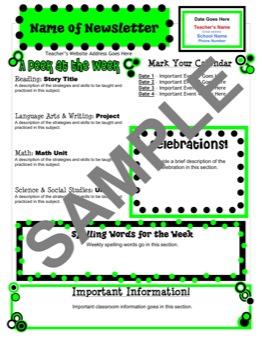 Newsletter Templates For Teachers To Parents