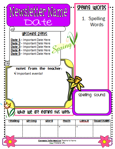 Newsletter Templates For Teachers Word