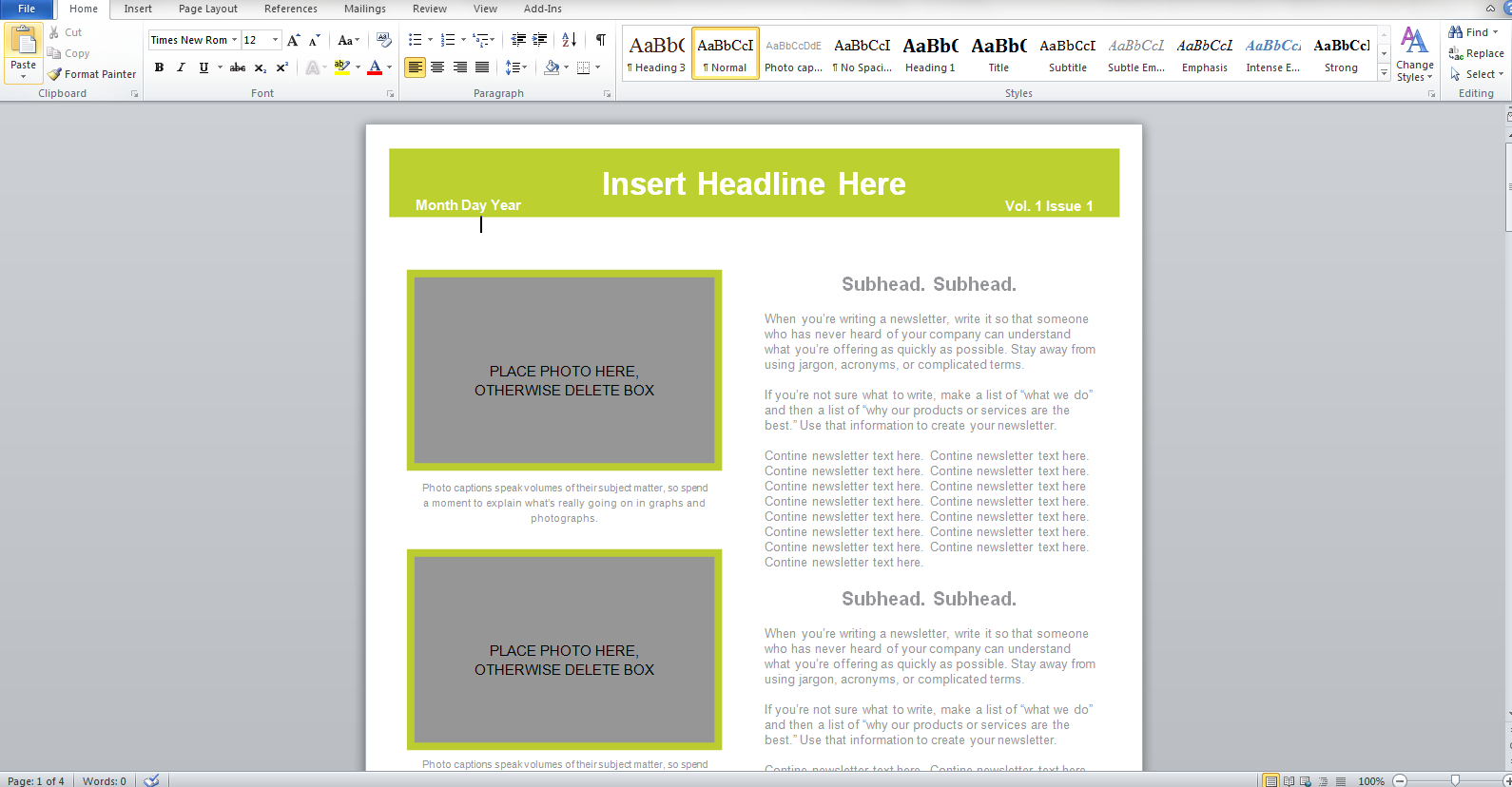 Newsletter Templates For Word