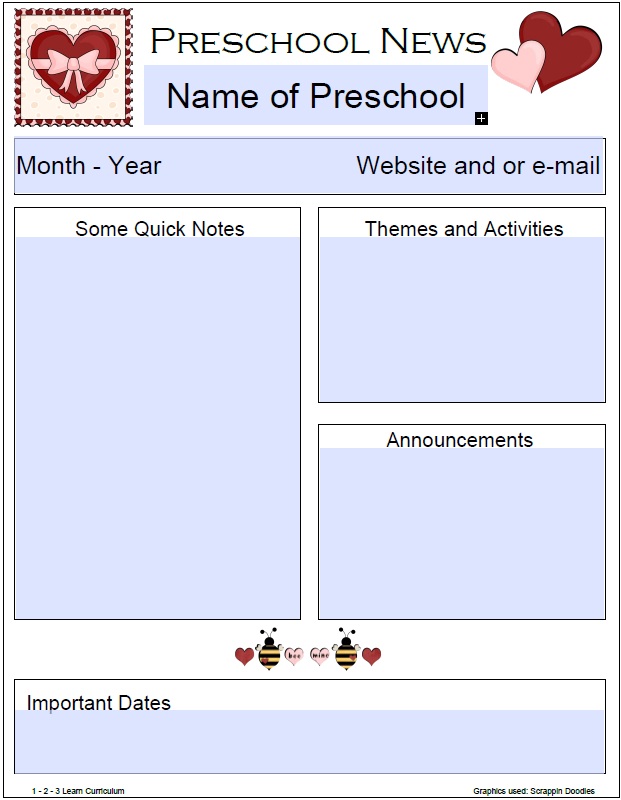 Preschool Newsletter Ideas For September