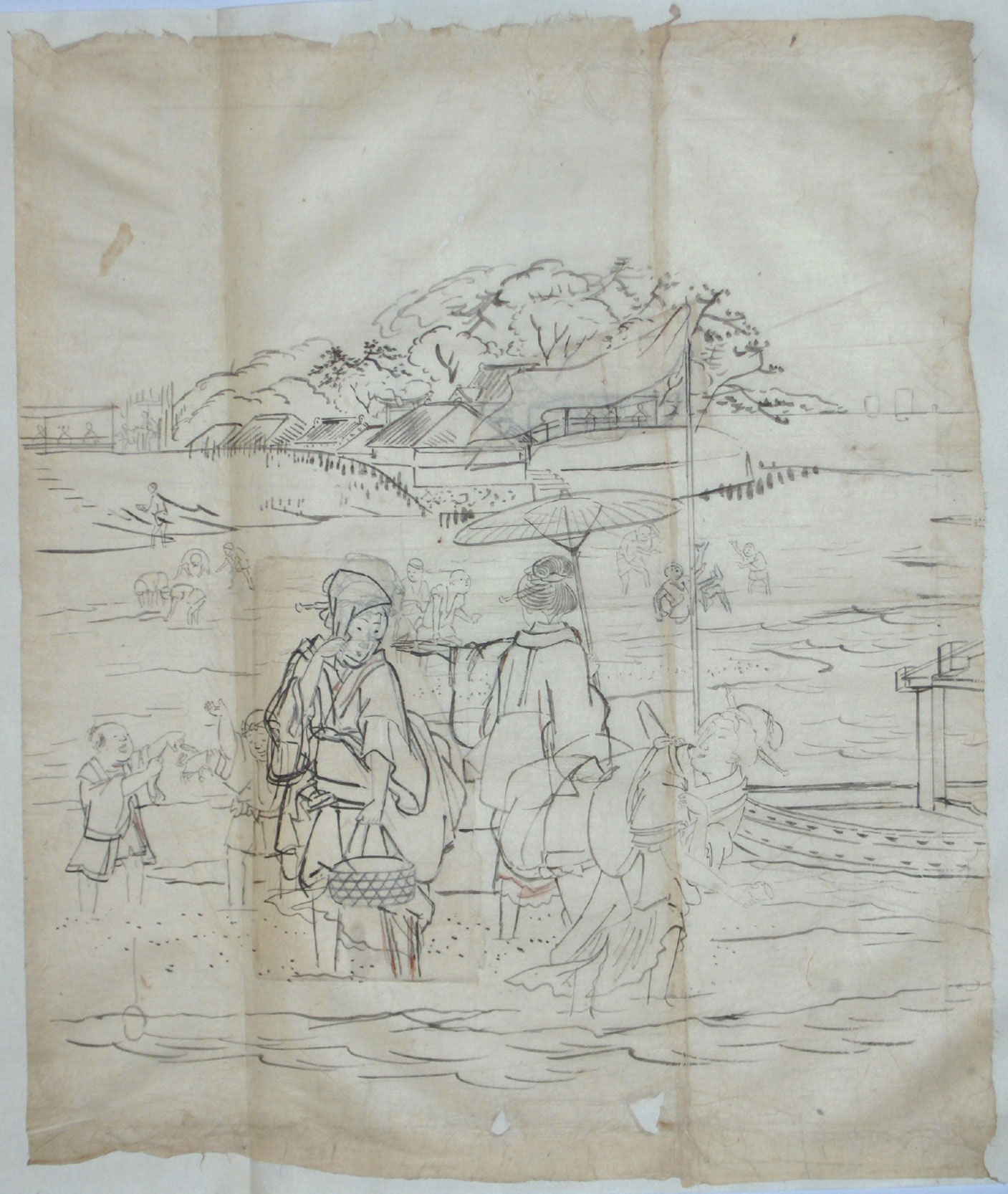 Sketch Of Children Playing In Rain