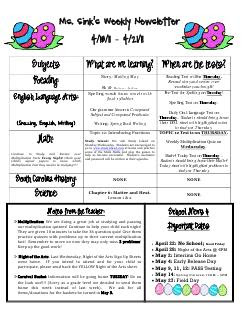 Weekly Newsletter Templates For Teachers